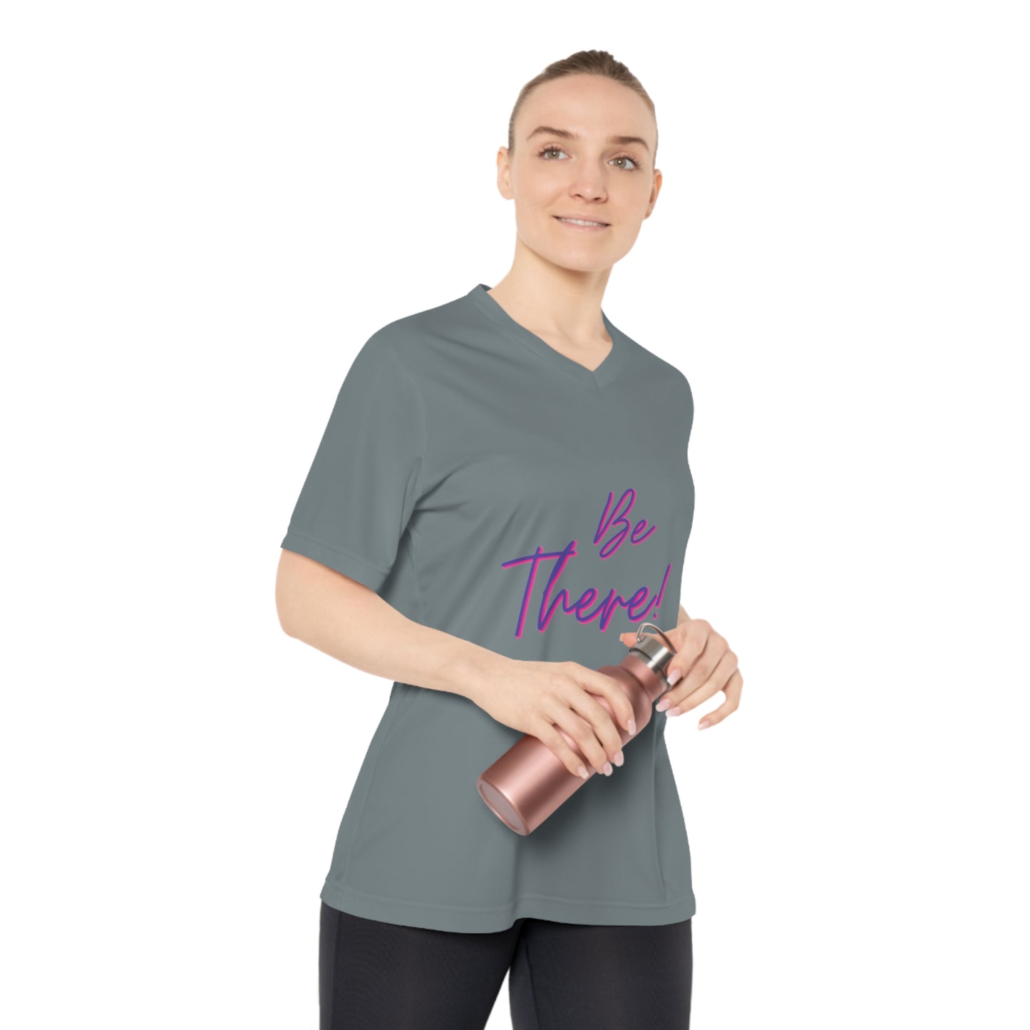 Be There! Show Up!- Women's Performance V-Neck T-Shirt